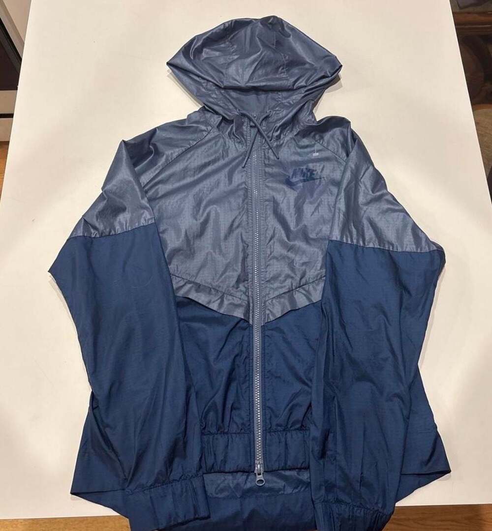 Men’s Vintage y2k Nike Windrunner Ripstop Hooded Full Zip Windbreaker Jacket Blu